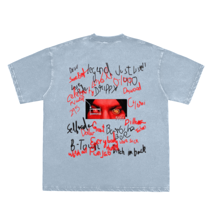 SIDHU Double Neckline Scattered Edge Frayed Vintage Washed T-Shirt - 250 GSM