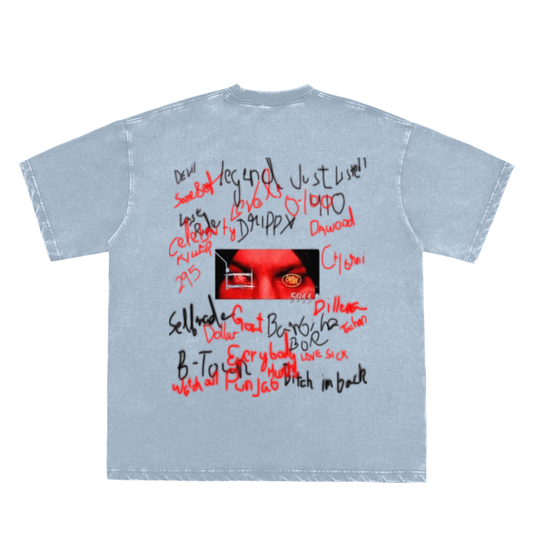 SIDHU Double Neckline Scattered Edge Frayed Vintage Washed T-Shirt - 250 GSM