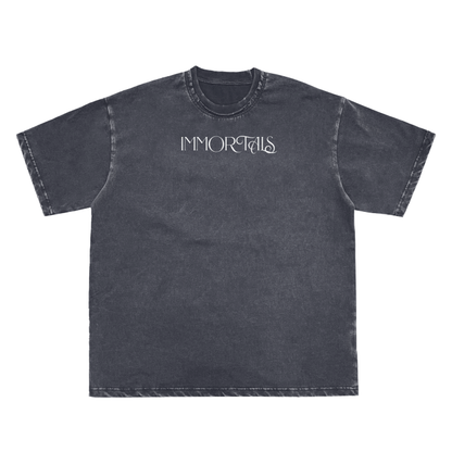 SIDHU Double Neckline Scattered Edge Frayed Vintage Washed T-Shirt - 250 GSM