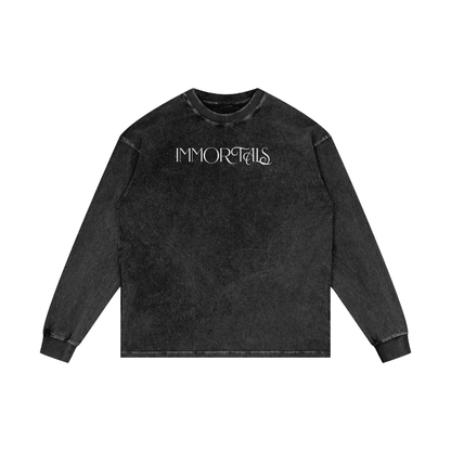 HAWK AND HORSE Acid Wash Oversize Long Sleeve T-Shirt - 250 GSM