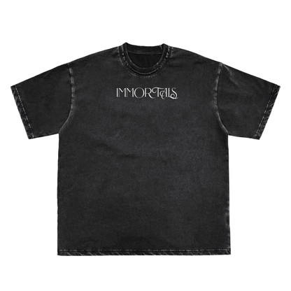 SIDHU Double Neckline Scattered Edge Frayed Vintage Washed T-Shirt - 250 GSM