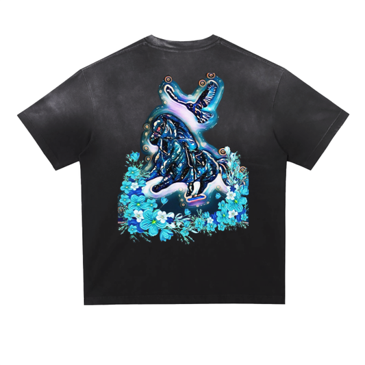 HORSE AND HAWK （Black）Classic Wash Gradient T-shirt - 250 GSM