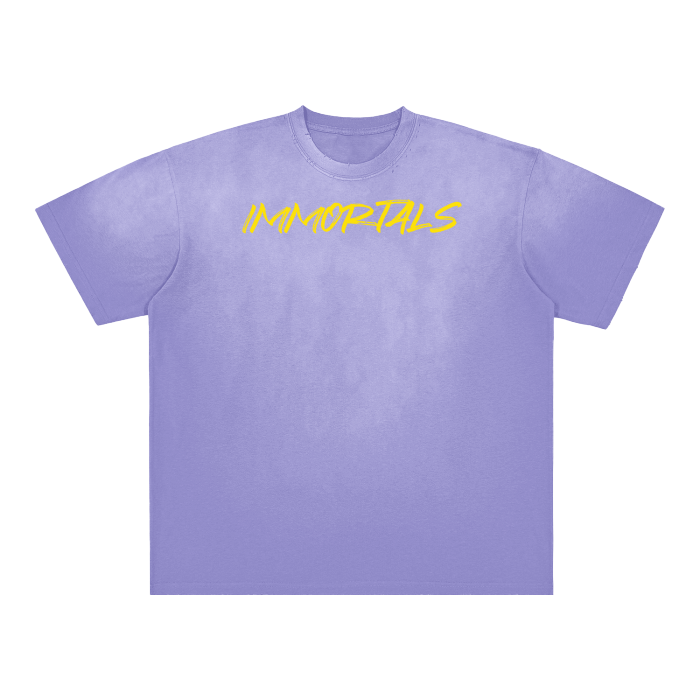 KING  Vintage Washed Aged Gradient Frayed T-Shirt - 250 GSM