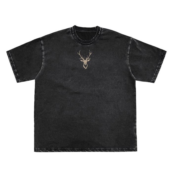 BDSJ Double Neckline Scattered Edge Frayed Vintage Washed T-Shirt - 250 GSM