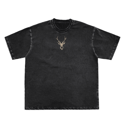 BDSJ Double Neckline Scattered Edge Frayed Vintage Washed T-Shirt - 250 GSM