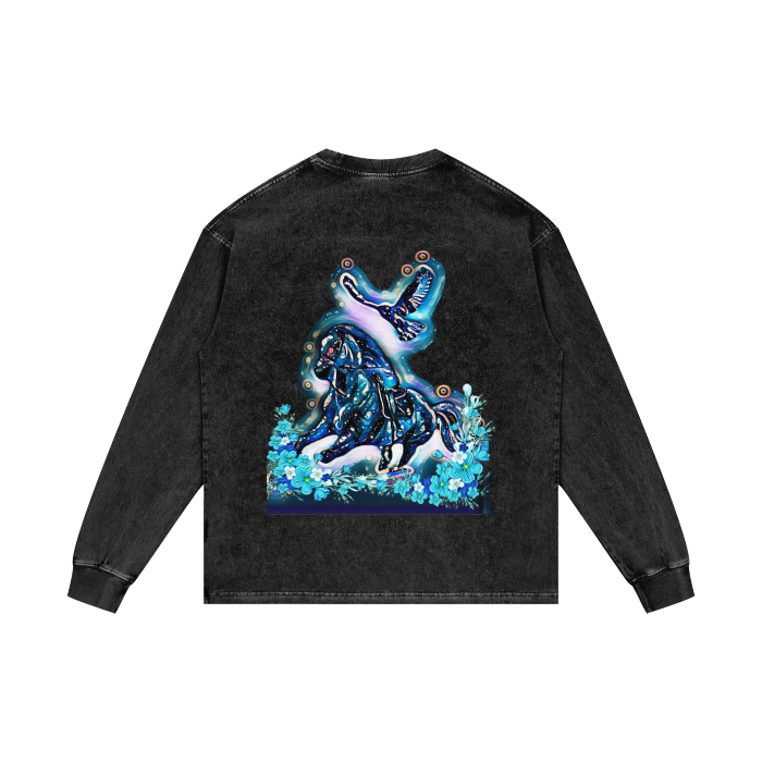 HAWK AND HORSE Acid Wash Oversize Long Sleeve T-Shirt - 250 GSM